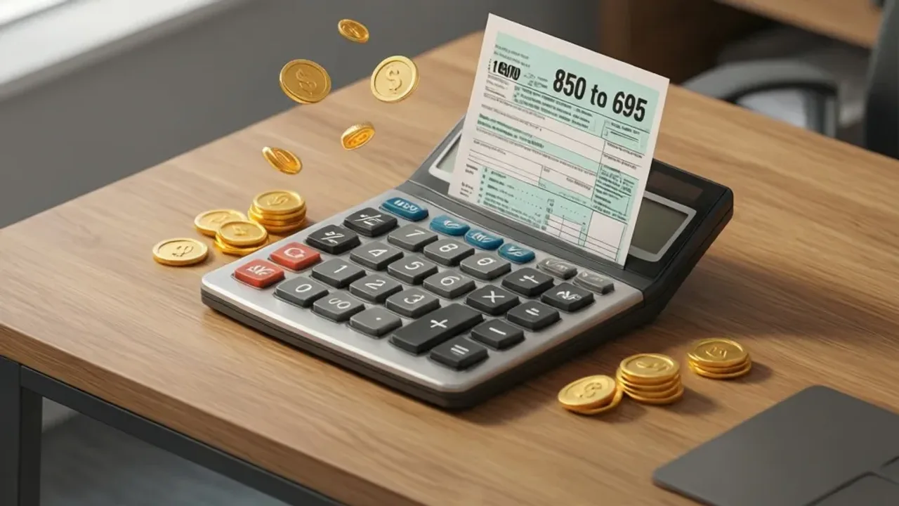 850 brutto ile to netto? Sprawdź kalkulator wynagrodzeń i umowę 2026 Ilustracja przedstawiająca kalkulator wynagrodzeń prezentujący wyliczenie 850 brutto ile to netto na cyfrowym ekranie z wykresami podatkowymi.