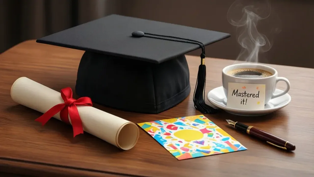 Gratulacje z okazji obrony pracy magisterskiej śmieszne: gotowe propozycje Złoty biret i książki z napisem magister jako gratulacje z okazji obrony pracy magisterskiej śmieszne.