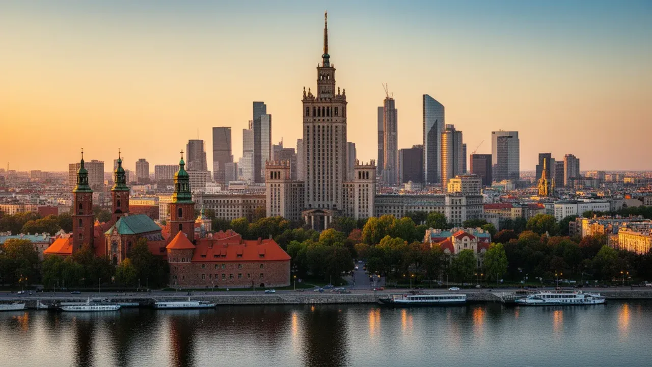 Warszawa w 2 dni: kompletny przewodnik po stolicy na dni w stolicy Panorama miasta Warszawa w 2 dni z widokiem na Pałac Kultury i Nauki oraz Stare Miasto.